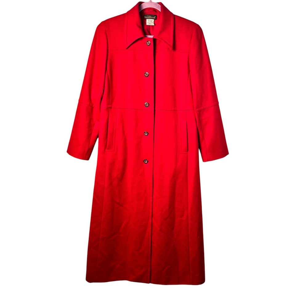 Harve Benard Wool Blend Red Long Coat Classic Elegant Ladies‎ Overcoat Size 6P